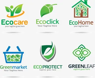 时尚环保主题LOGO设计矢量素材,免抠图标元素
