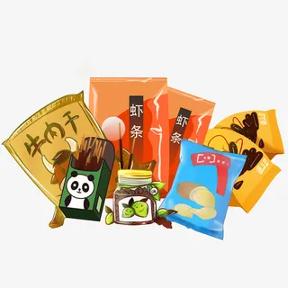 零食卡通牛肉面虾免抠