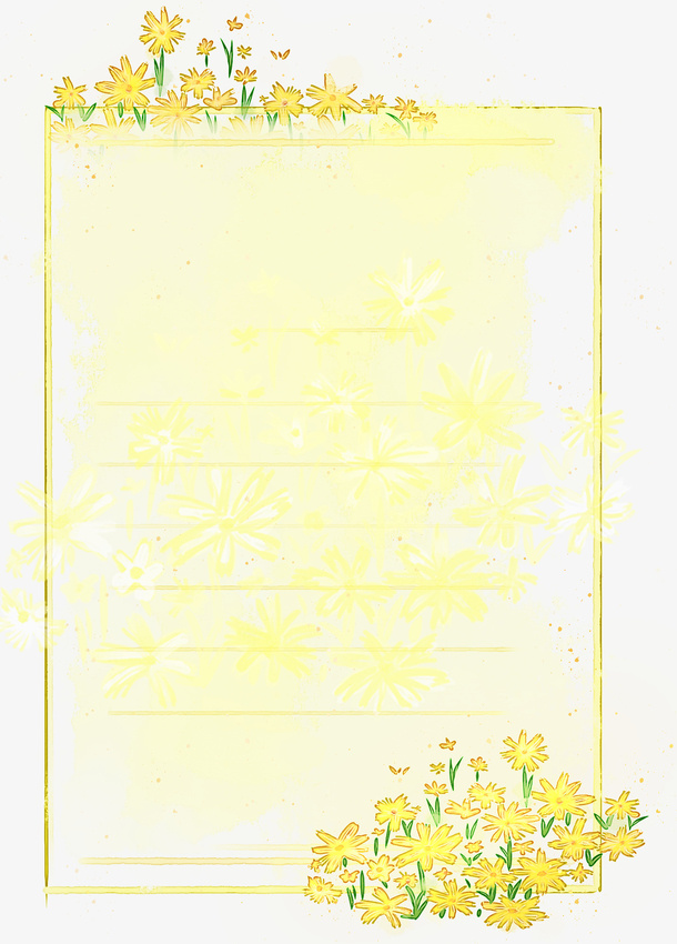 黄色小清新信签纸素材免抠
