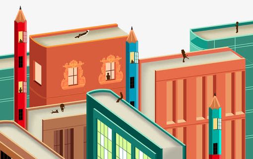 世界知识产权日装饰插图书本建筑免抠