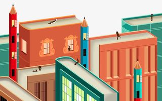 世界知识产权日装饰插图书本建筑免抠