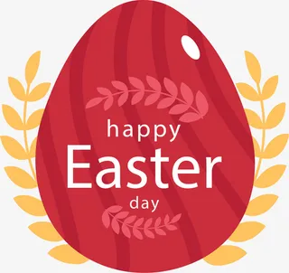 红色复活节植物草地免抠