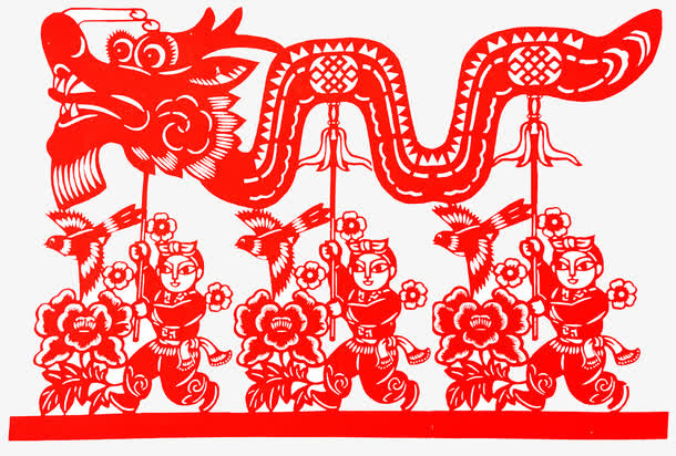 春节舞龙习俗免抠