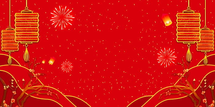 简约梅枝灯笼底纹背景图高清