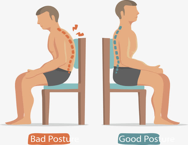 正误坐姿对比免抠