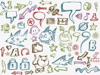 彩色卡通手绘线稿底纹背景