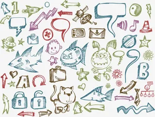 彩色卡通手绘线稿底纹背景