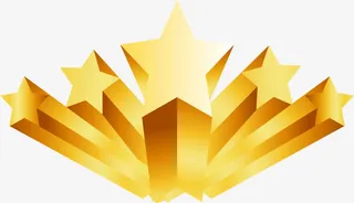 金色立体五角星免抠