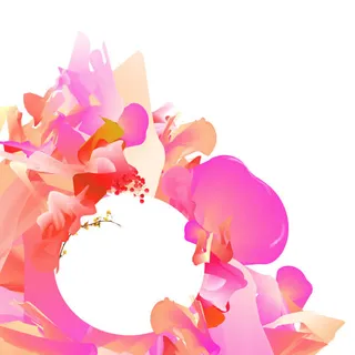 粉黄色花朵花瓣花环免抠