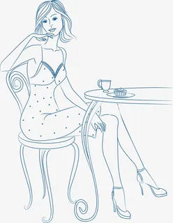 手绘时尚女孩图免抠