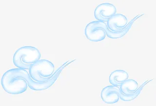 卡通蓝色祥云花纹免抠