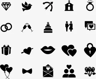 精致黑色婚礼图标大全免抠