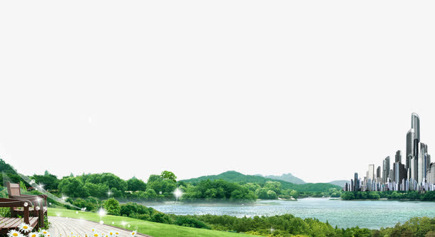建筑湖泊背景素材