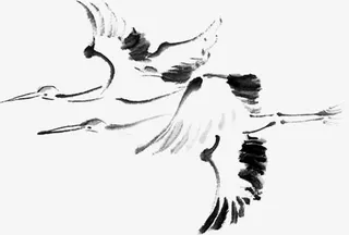 水墨仙鹤免抠