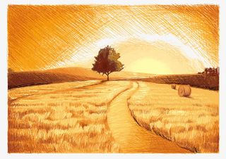 金黄色麦田背景装饰