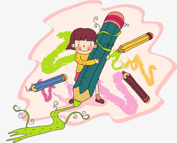 拿着画笔的卡通小孩免抠