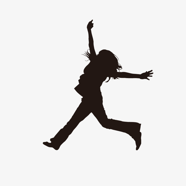 跳跃起来的女人剪影免抠