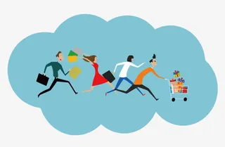 卡通购物疯抢的人物免抠