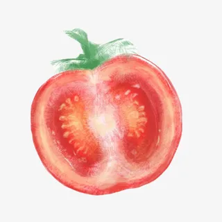 西红柿切片手绘画素材图片免抠