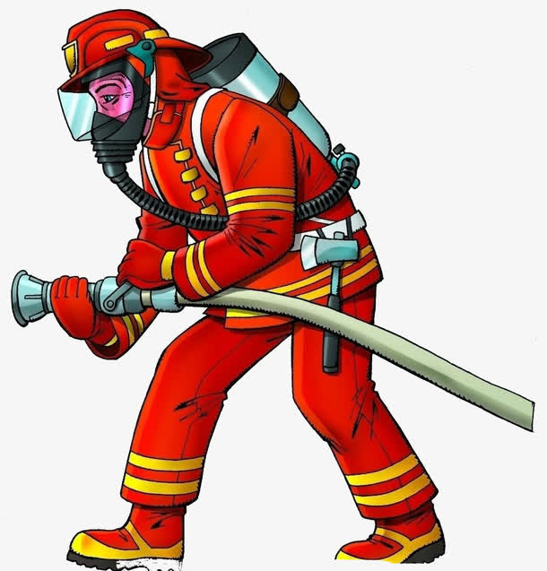 红色衣服的消防员免抠