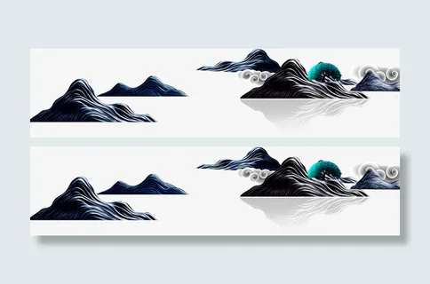 地产新中式假山山峰免抠