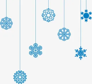 蓝色雪花冰花挂饰免抠