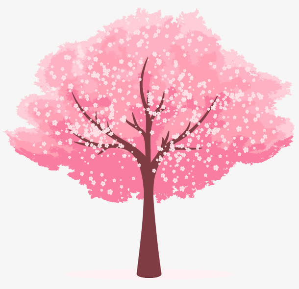 卡通手绘樱花树免抠
