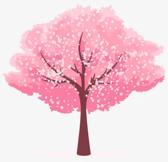 卡通手绘樱花树免抠