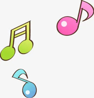 春天彩色漂浮音符免抠