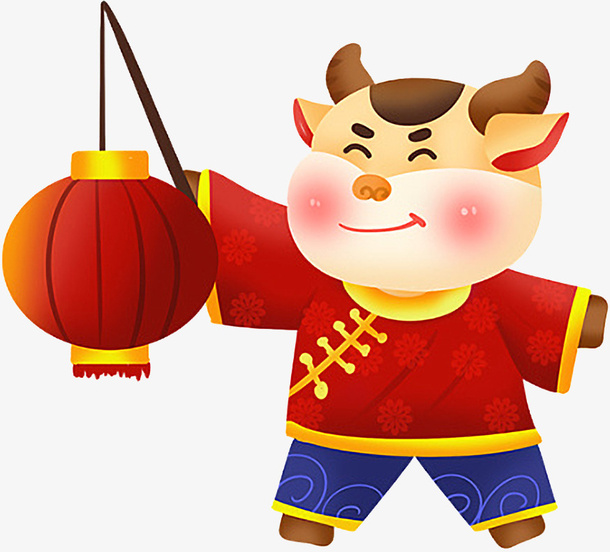国潮卡通牛年元素免抠