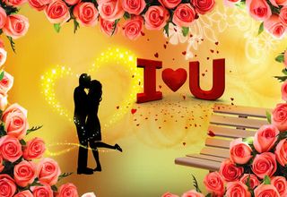 玫瑰心形边框海报背景七夕情人节