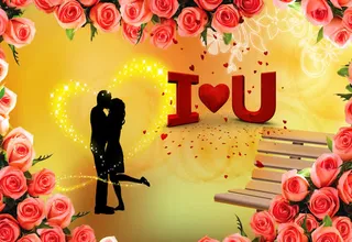 玫瑰心形边框海报背景七夕情人节