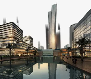 灯火通明的建筑免抠