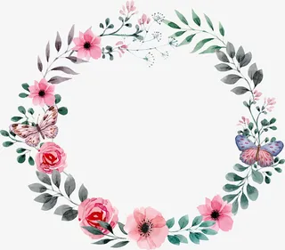 春暖花开美丽花环免抠
