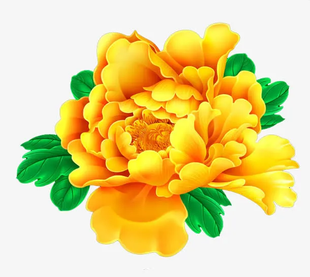 金色牡丹花素材免抠