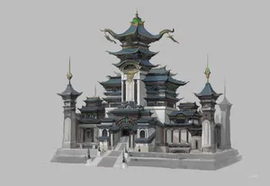 白色梦幻高楼建筑免抠