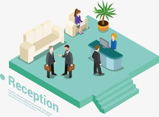 矢量公司接待室前台免抠
