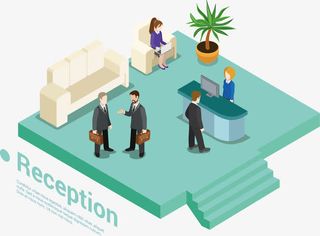 矢量公司接待室前台免抠