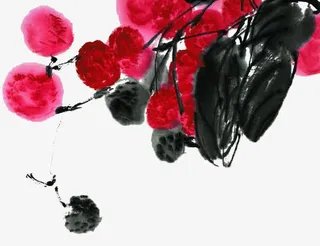 齐白石国画红荔枝免抠