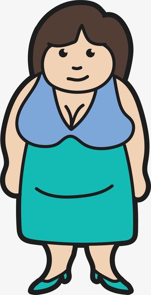 微笑卡通肥胖女人免抠