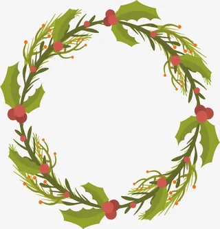 树叶圣诞花环免抠