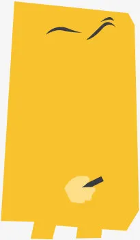 卡通黄色纸张海报免抠