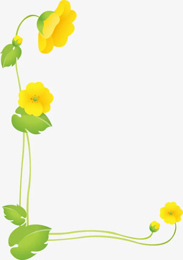 黄色四叶花矢量图免抠