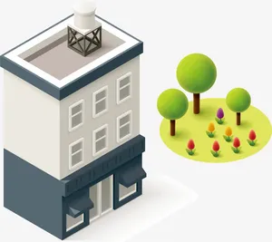 绿树建筑免抠