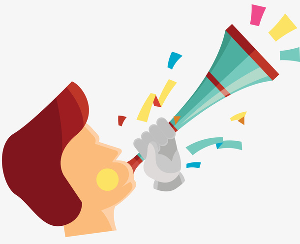 人偶矢量卡通助威喇叭免抠