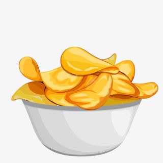 手绘卡通一碗薯片免抠