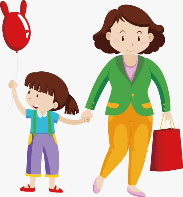 跟妈妈上街购物免抠