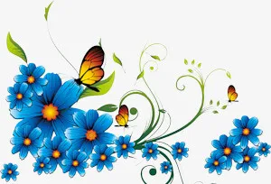 蓝色花朵免抠