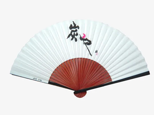 白色中国风扇子装饰图案免抠