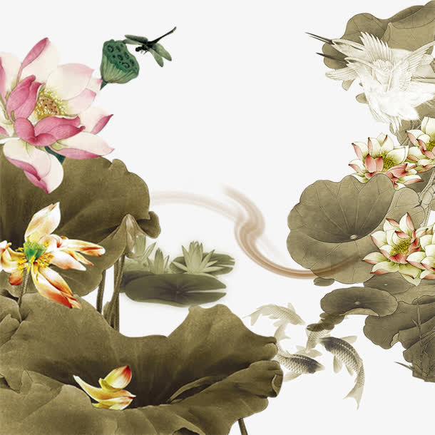 中国风水墨画佛教元素免抠